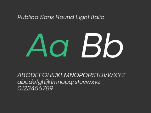 Publica Sans Round Light Italic