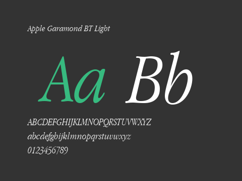 Apple Garamond BT Light