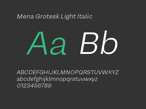 Mena Grotesk Light Italic