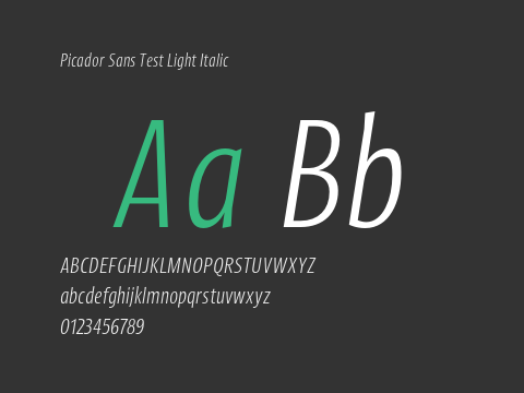 Picador Sans Test Light Italic