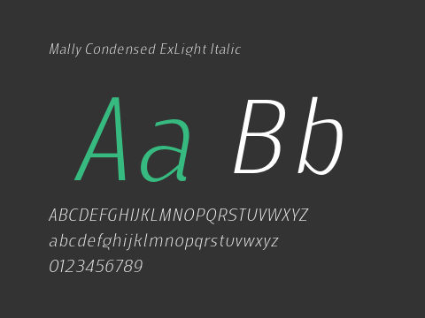 Mally Condensed ExLight Italic