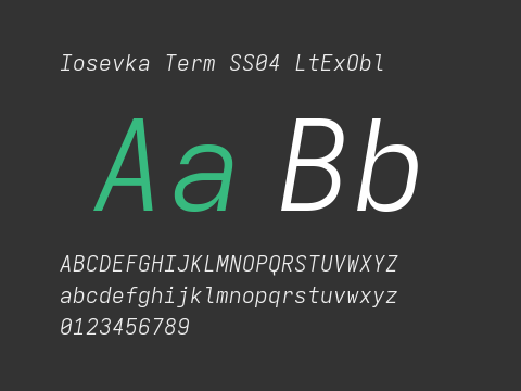 Iosevka Term SS04 LtExObl