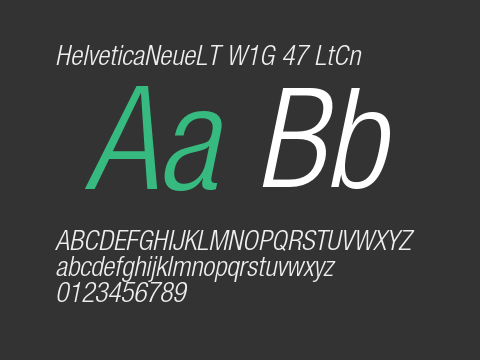 HelveticaNeueLT W1G 47 LtCn