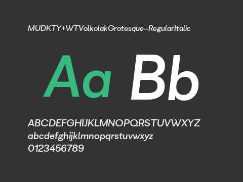 MUDKTY+WTVolkolakGrotesque-RegularItalic