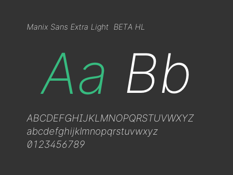 Manix Sans Extra Light  BETA HL