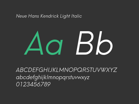 Neue Hans Kendrick Light Italic